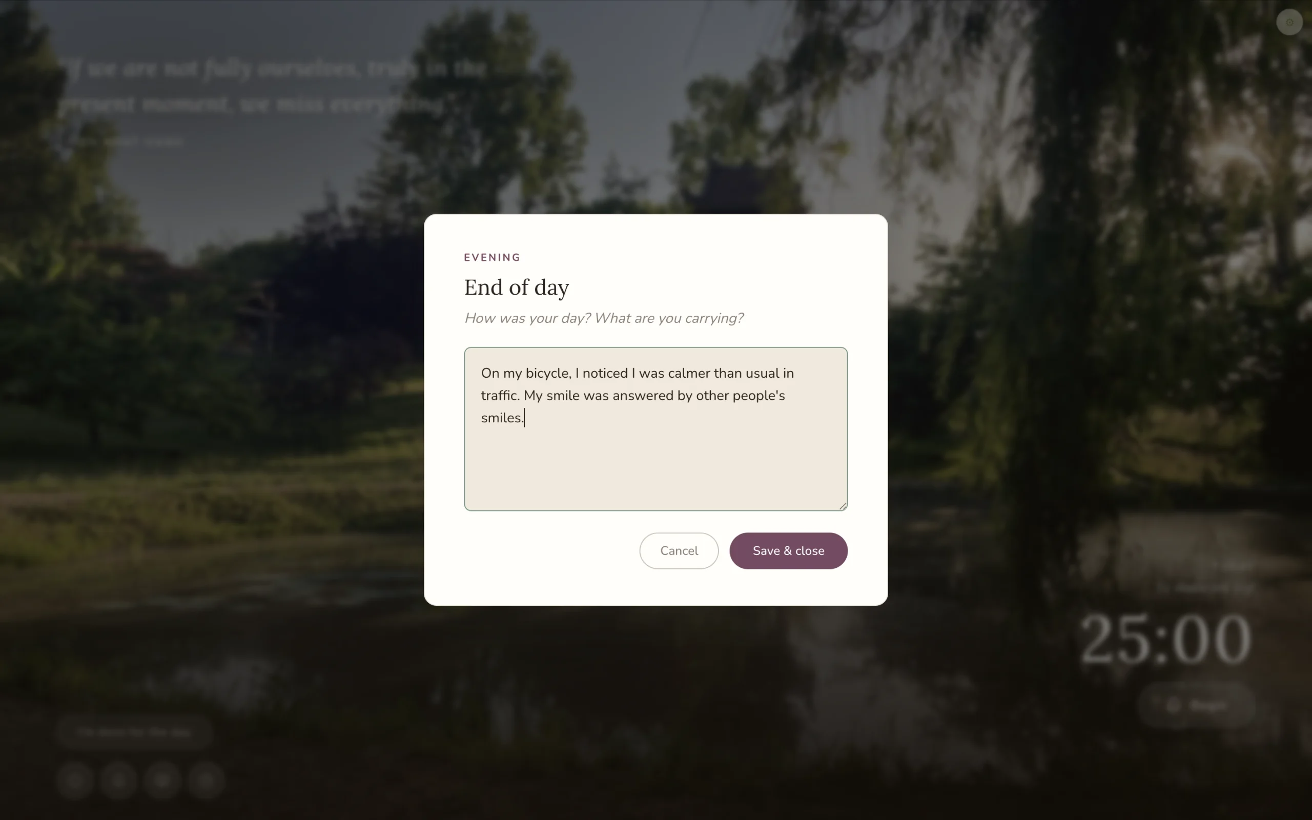 Writing an end-of-day reflection